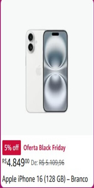 Apple iPhone 16 (128 GB) – Branco